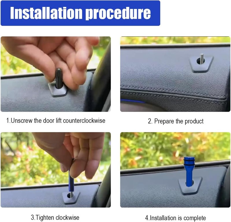 ZIMISI 4PCS Car Door Lock Knobs, 1.93" x 0.47" Safety Door Lock Cover, Aluminum Alloy Car Inner Door Pull Pins Replacement, Door Lift Bolt Decorative Accessory for Cars, SUVs, Trucks (Blue) - Image 5